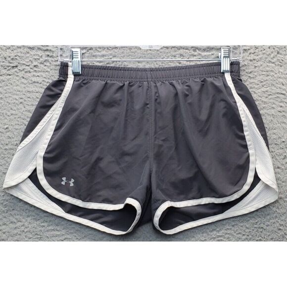 Under armour Athletic Shorts Womens‎ Small Gray White Mesh Heatgear Semi-Fitted - Picture 1 of 6